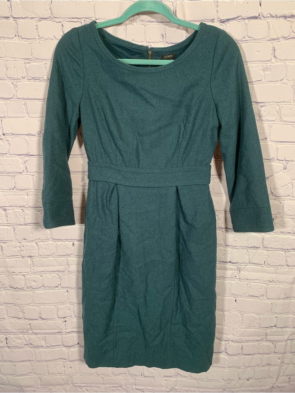 J.Crew Womens Wool Blend Sheath Dress Teal Green Sz 4 Business Corpcore Office